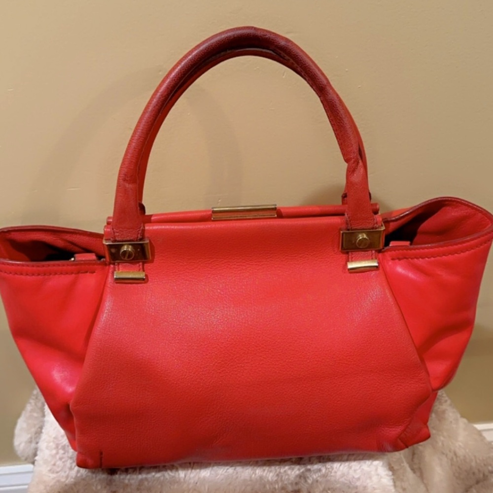 Lanvin Trilogy Leather Tote Bag, Red